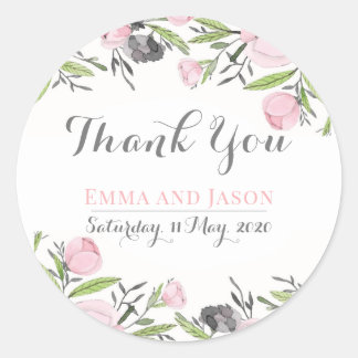 Adesivo Floral Bloom Weding Favor Obrigado Rotular Frontei