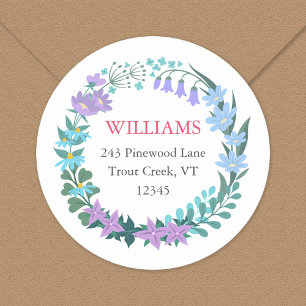 Adesivo Floral Blue Flower Wreath Return Endereço