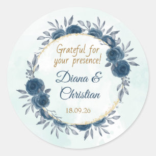 Adesivo Floral Blue Gold para Casamento Círculo El