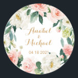 Adesivo Floral Blush Romântico Personalizado<br><div class="desc">Vinheta flexível</div>