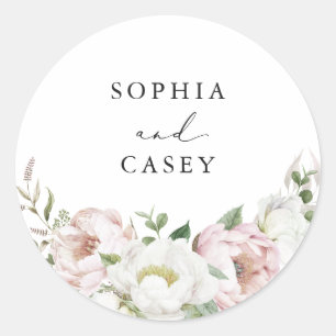 Adesivo Floral Blush White Peony Greenery Envelope Seal