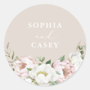 Adesivo Floral Blush White Peony Greenery Envelope Seal