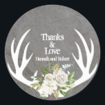 Adesivo Floral Boho Envelhecido com Antílope Agradecido<br><div class="desc">Mostre sua gratidão com esses adesivos distintos.</div>