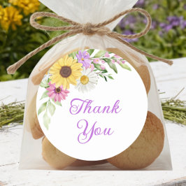 Adesivo Floral Boho Sunflower Daisy Wedding Thank You