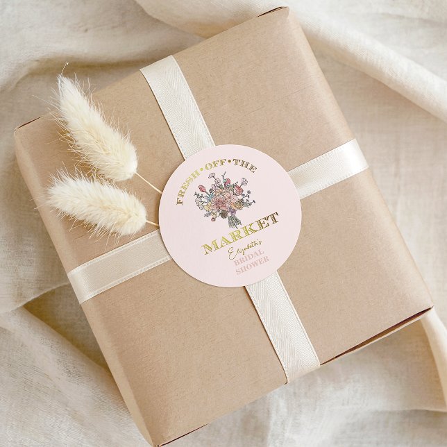 Adesivo Floral Bouquet Fresh off the Market Bridal Shower (Floral Bouquet Fresh off the Market Bridal Shower Classic Round Sticker)