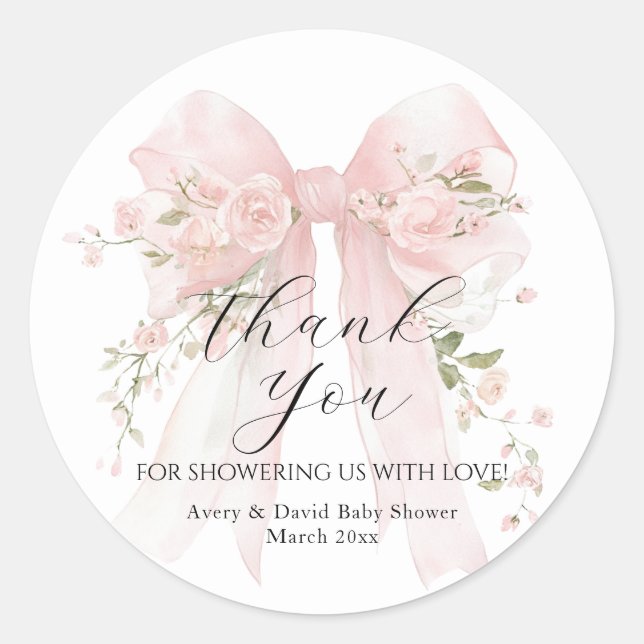Adesivo Floral Bow Elegant Flower Girl Baby Shower (Frente)