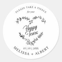 Floral & Branches Heart Happy Tears Wedding Quote