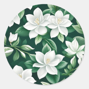 Adesivo Floral Branco e Verde Intriciado