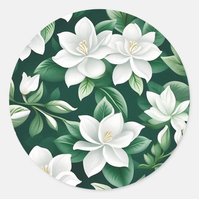 Adesivo Floral Branco e Verde Intriciado (Frente)