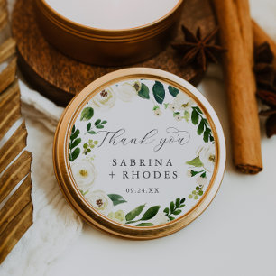 Adesivo Floral Branco Elegante Obrigado Favor De Casamento