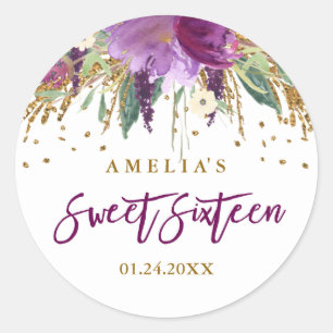 Adesivo Floral Brilho Amethyst Sparkling Sweet 16