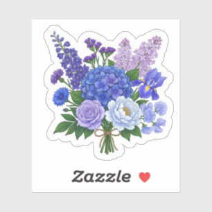 Adesivo Floral Buquê de Flores Roxo Azul