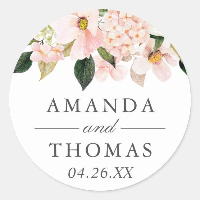 Adesivo Floral Casamento Hortênsia Rosa (Frente)