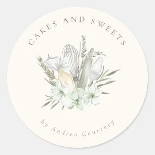 Adesivo Floral Chic Bakery Pastelaria Chef Baking Utensls