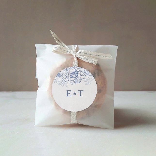 Adesivo Floral Chinoiserie Clássica Round Sticker (Criador carregado)