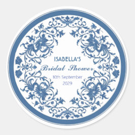 Adesivo Floral Chinoiserie Victoriana Azul Elegante