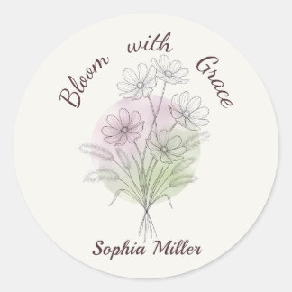 Adesivo Floral Cosmos Botânico Personalizado com N