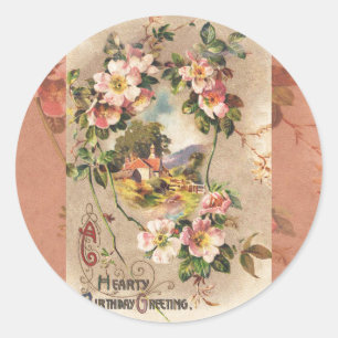 Adesivo Floral Country de Aniversário Vitoriano Vintage Sé
