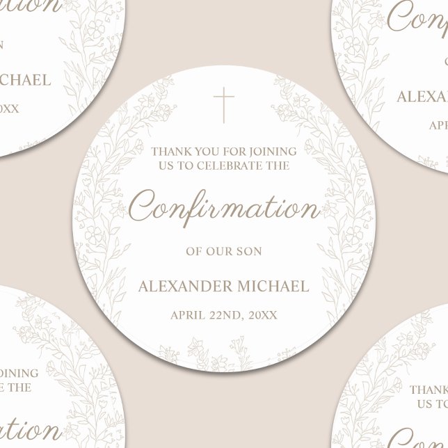 Adesivo Floral Cross Confirmation Thank You (Criador carregado)
