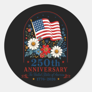 Adesivo Floral Da Bandeira Americana De Aniversário De 250