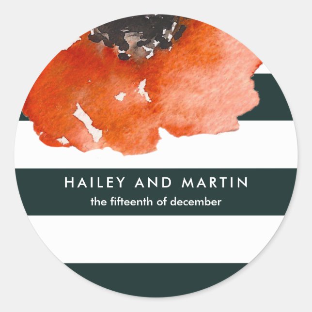 Adesivo Floral de Aquarela com Stripes Verdes Escuras Casa (Frente)