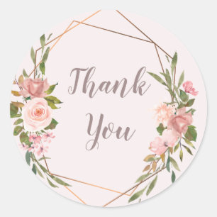 Adesivo Floral de Blush e Rosa Dourado Obrigado Sticker