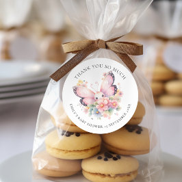 Adesivo Floral De Borboleta Gelada Obrigado Chá de fraldas