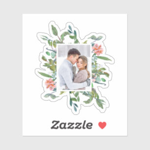 Adesivo Floral de Cor Verde Chic e Água Espelhada com Foto