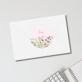 Adesivo Floral de Flor Selvagem Rosa Personalizado