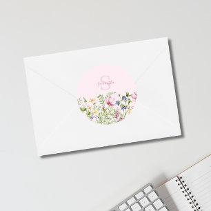 Adesivo Floral de Flor Selvagem Rosa Personalizado