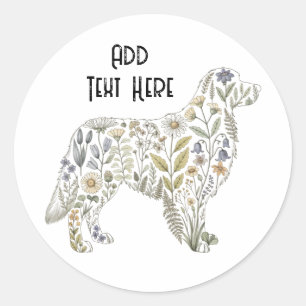Adesivo Floral de Golden Retriever Presente para