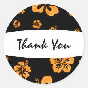 Adesivo Floral de Hibisco Elegante Laranja e Preto