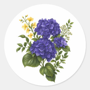 Adesivo Floral de Hortênsia Roxa
