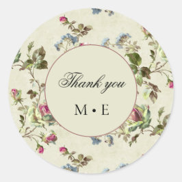 Adesivo floral de jardim de rosa casamento vintage