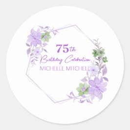 Adesivo Floral de Lavanda de aniversário 75º e personaliza