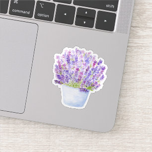 Adesivo Floral de Lavanda em Aquarela Solta Pintada à Mão