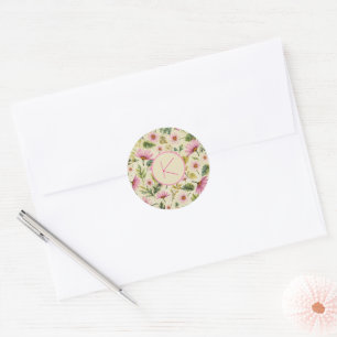 Adesivo Floral de Primavera elegante com monograma
