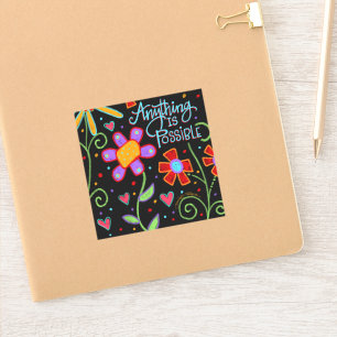 Adesivo Floral divertido "Tudo é possível"