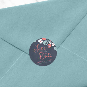 Adesivo Floral do Quadro Azul Salve a Data