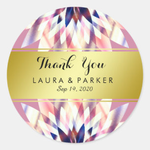 Adesivo Floral Dourada Faux Obrigado A Sua Clássica Ronda 