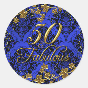 Adesivo Floral Dourado Azul 50 & Fabuloso Sticker de Anive