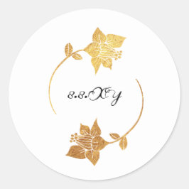 Adesivo Floral Dourado Lux Branco Preto Salvar a Data