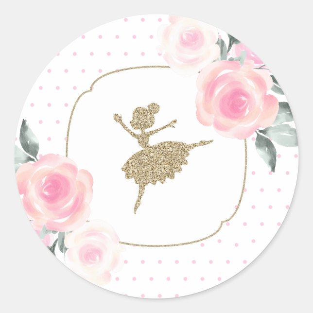 Adesivo Floral e Dourada Ballerina Stickers (Frente)