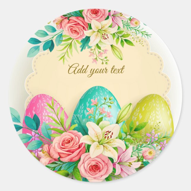 Adesivo Floral Easter Eggs & Spring Roses Personalized (Frente)