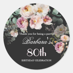 Adesivo Floral Elegante Aquarela 80º Aniversário