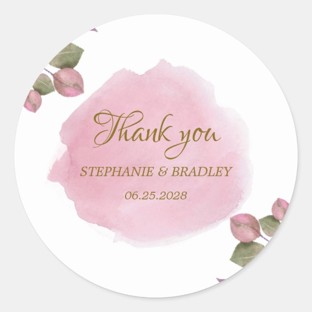 Adesivo Floral Elegante Moderno Blush Pink Casamento Obrig (Frente)