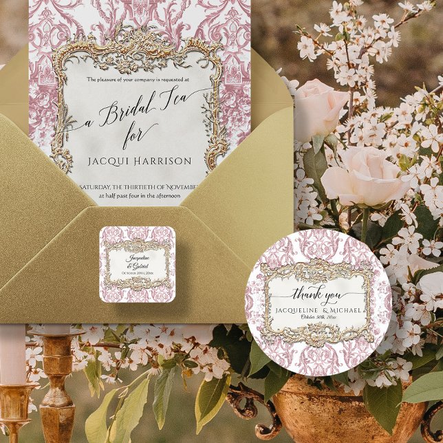 Adesivo Floral Elegante Rosa e Branco Dourado Obrigado (Criador carregado)