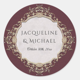 Adesivo Floral Elegante Vintage Burgundy em Casamento Dour