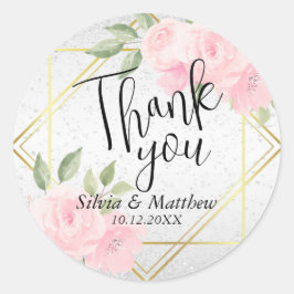 Adesivo Floral em Aquarela Rosa e Brilho Branco