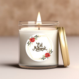 Adesivo Floral em Moldura Dourada Eid Mubarak em I